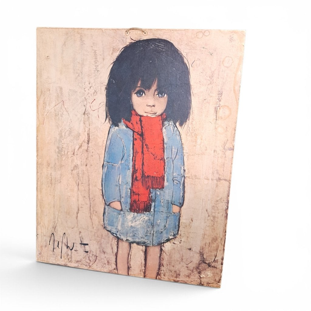 Jef Wauters "De Sjaal" retro print op hout 45 x 37 cm 0306, Ophalen of Verzenden, Huis en Inrichting