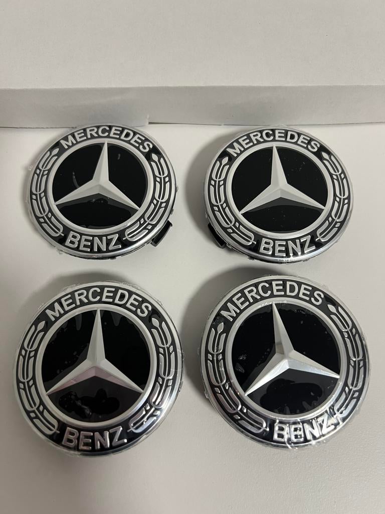 Mercedes Naafdoppen 75mm Set van 4 Velgdoppen centre cap AMG, Auto diversen, Wieldoppen, Ophalen of Verzenden, Nieuw