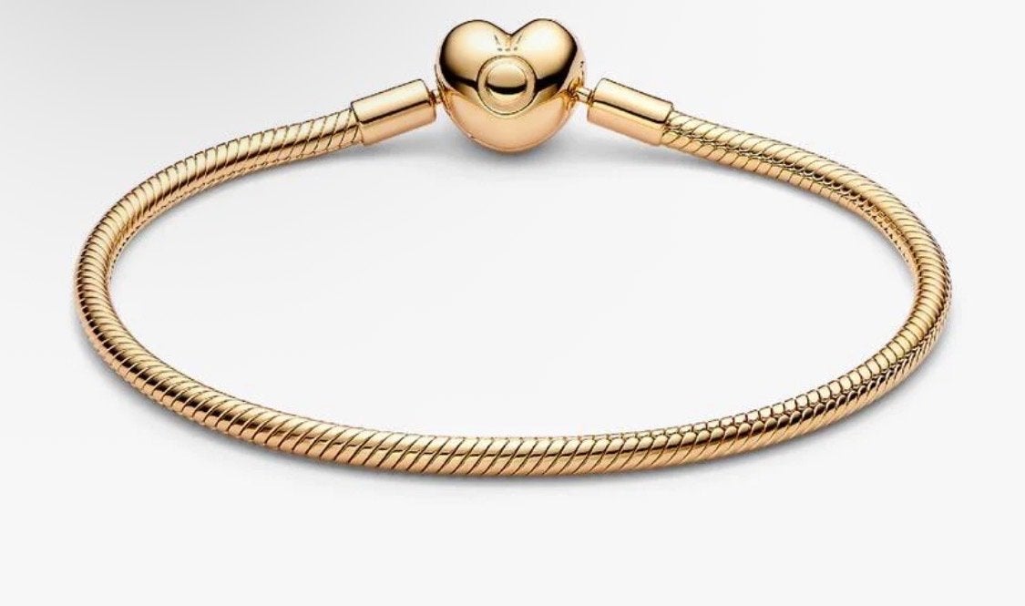 Pandora Moments Hartsluiting Slangenketting Armband Goud, Ophalen of Verzenden, Zo goed als nieuw, Goud, Met bedels of kralen