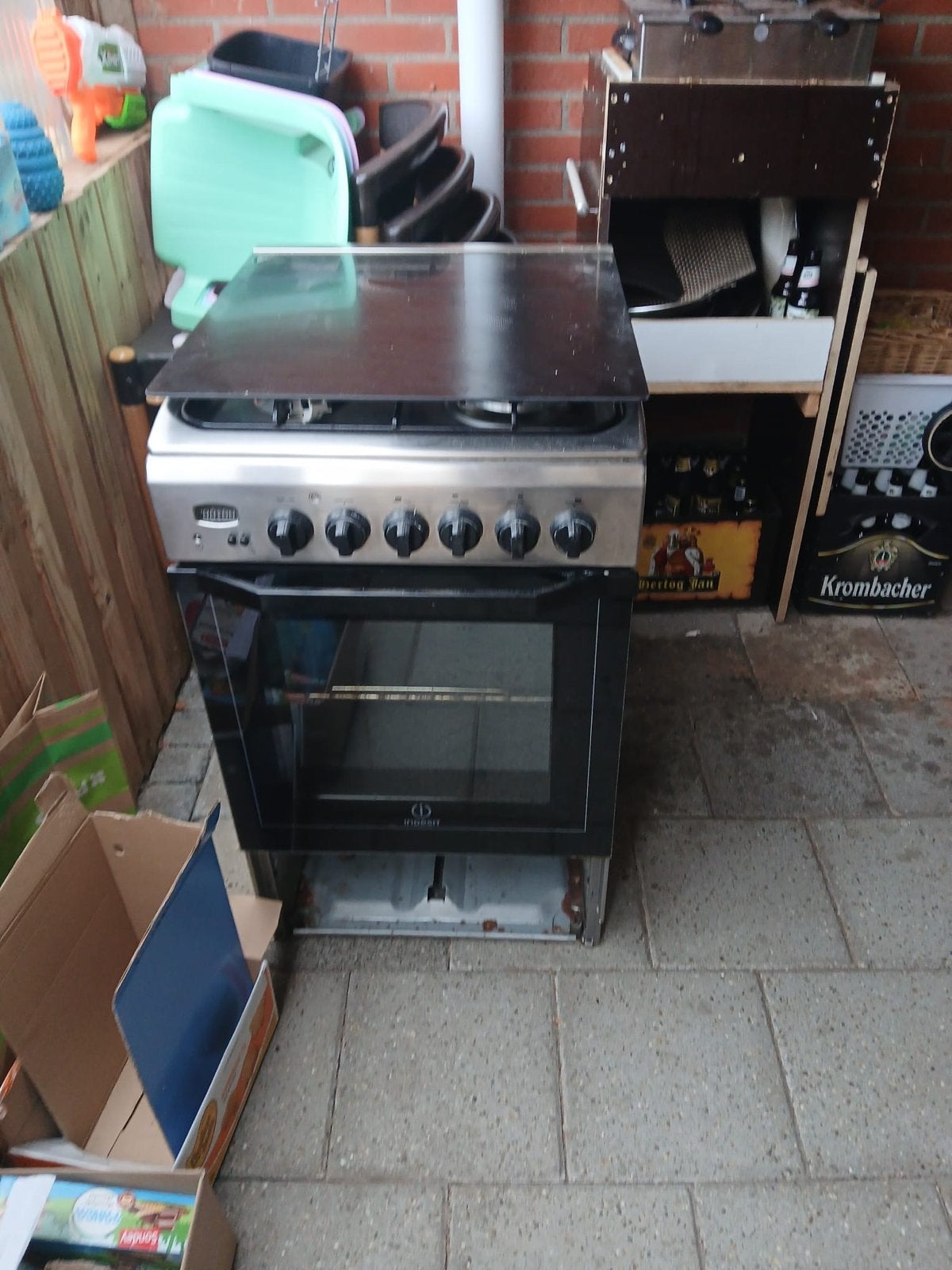 Indesit gasfornuis met oven - Gebruikt, Ophalen, Gebruikt, 60 cm of meer, Grill