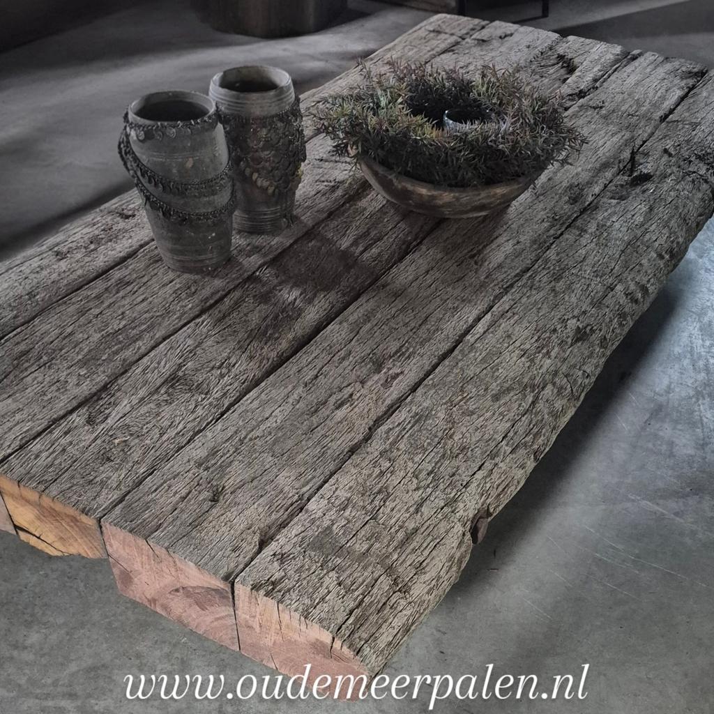 Robuuste salontafel van draglineschot - Diverse maten, Ophalen, Gebruikt, Industrieel, Rustiek, Robuust, 50 tot 100 cm