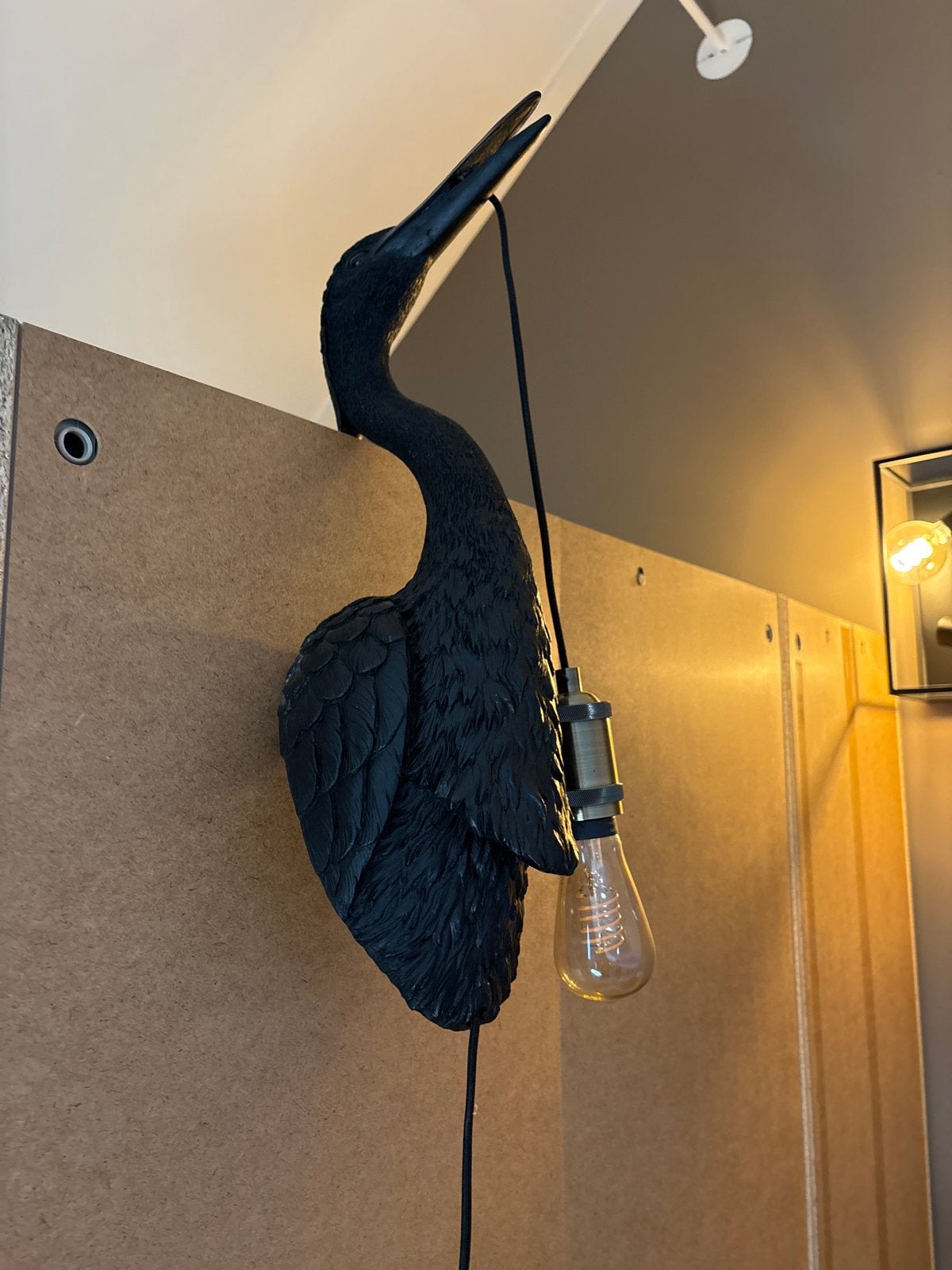 Unieke Zwarte Reiger Wandlamp - Decoratieve Verlichting, Overige merken, Kunststof, Zwart, Industrieel