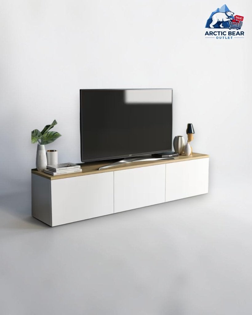Arabic House Neon TV-meubel Wit / Eiken 160 cm, Ophalen, 150 tot 200 cm, Nieuw, Minder dan 100 cm