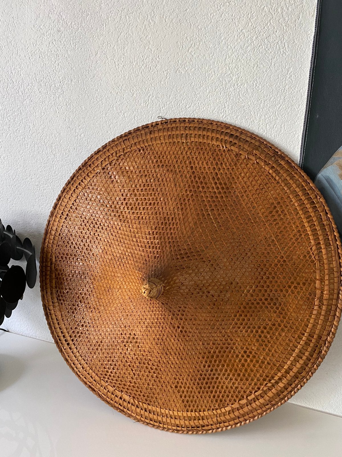 Vintage hoed/wanddecoratie,bamboe/blad, China, Ophalen