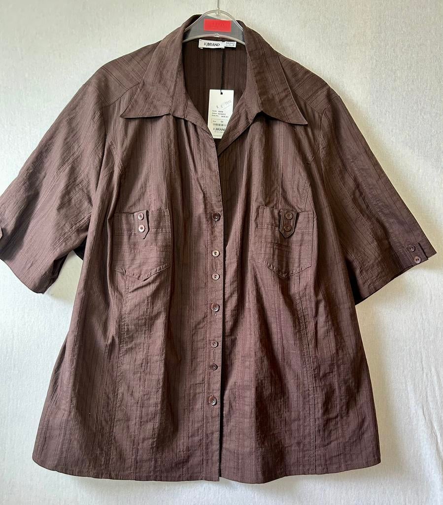 KJ Brand mooie stretch blouse 54, Kleding | Dames, Grote Maten, Verzenden, Nieuw, Bruin, Blouse of Tuniek
