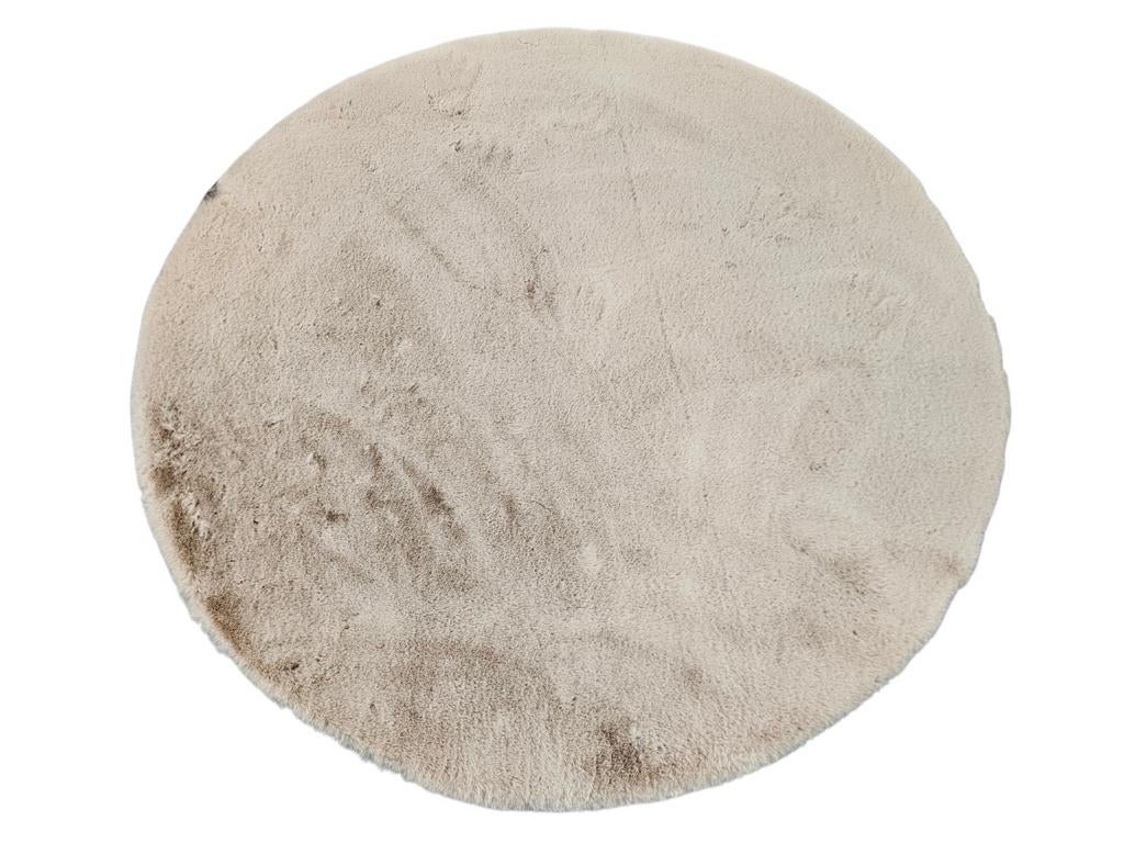 Nieuw rond fluffy faur fur vloerkleed crème 140x140cm, Modern, Comfortabel, Crème, Ophalen of Verzenden, Zo goed als nieuw