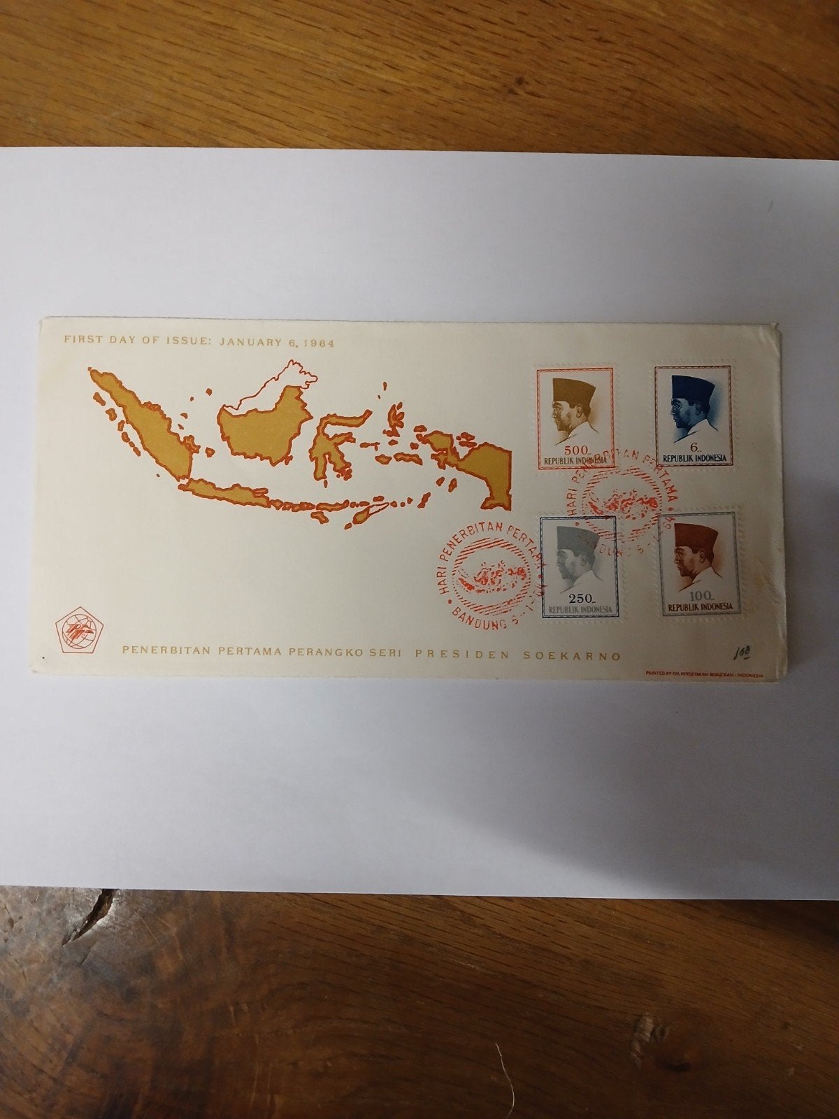 Eerste Dag Uitgifte Indonesië 1964 - President Soekarno, Postzegels en Munten, Ophalen of Verzenden, Onbeschreven, Rest van de wereld