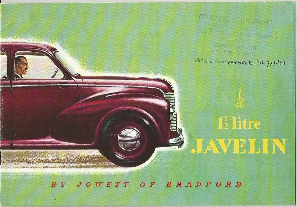 Jowett Javelin brochure auto (JV01), Verzenden, Zo goed als nieuw, Overige merken