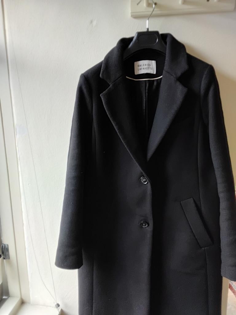 Zwarte wollen jas van Galeries Lafayette, Kleding | Dames, Maat 38/40 (M), Verzenden, Zwart, Galeries Lafayette