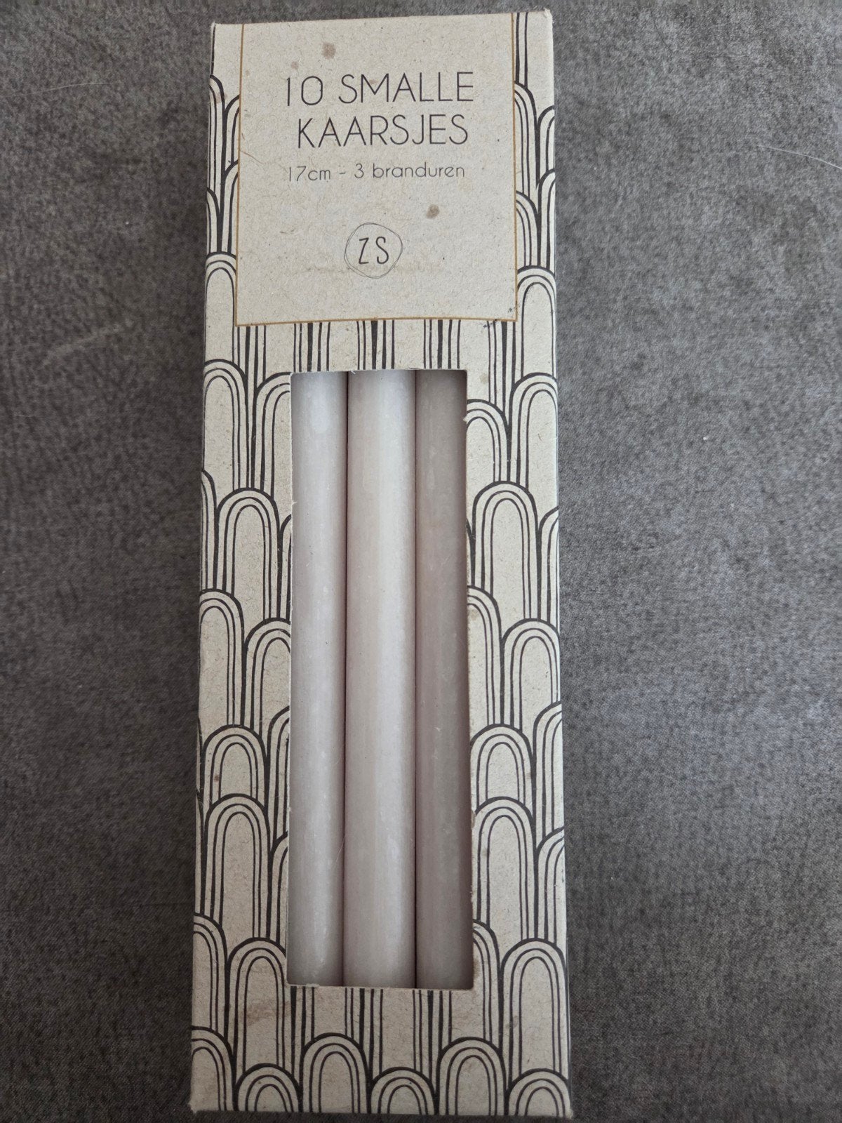 10 Smalle Kaarsjes 17cm Hoog - Krijt Kleur, Ophalen of Verzenden, Nieuw, Kaars
