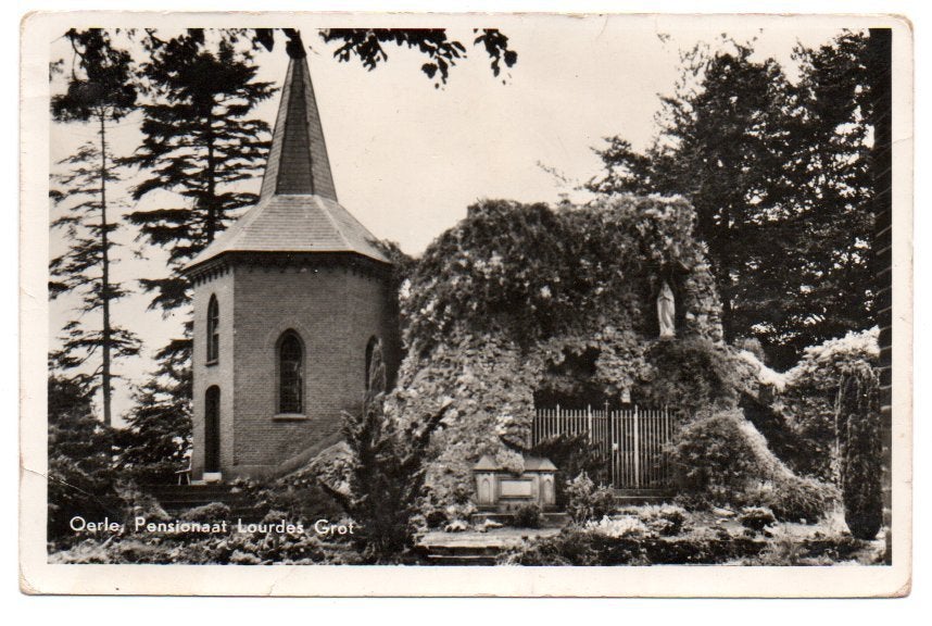 Oerle Pensionaat Lourdes Grot 1955, Ophalen of Verzenden, 1940 tot 1960, Gelopen, Noord-Brabant