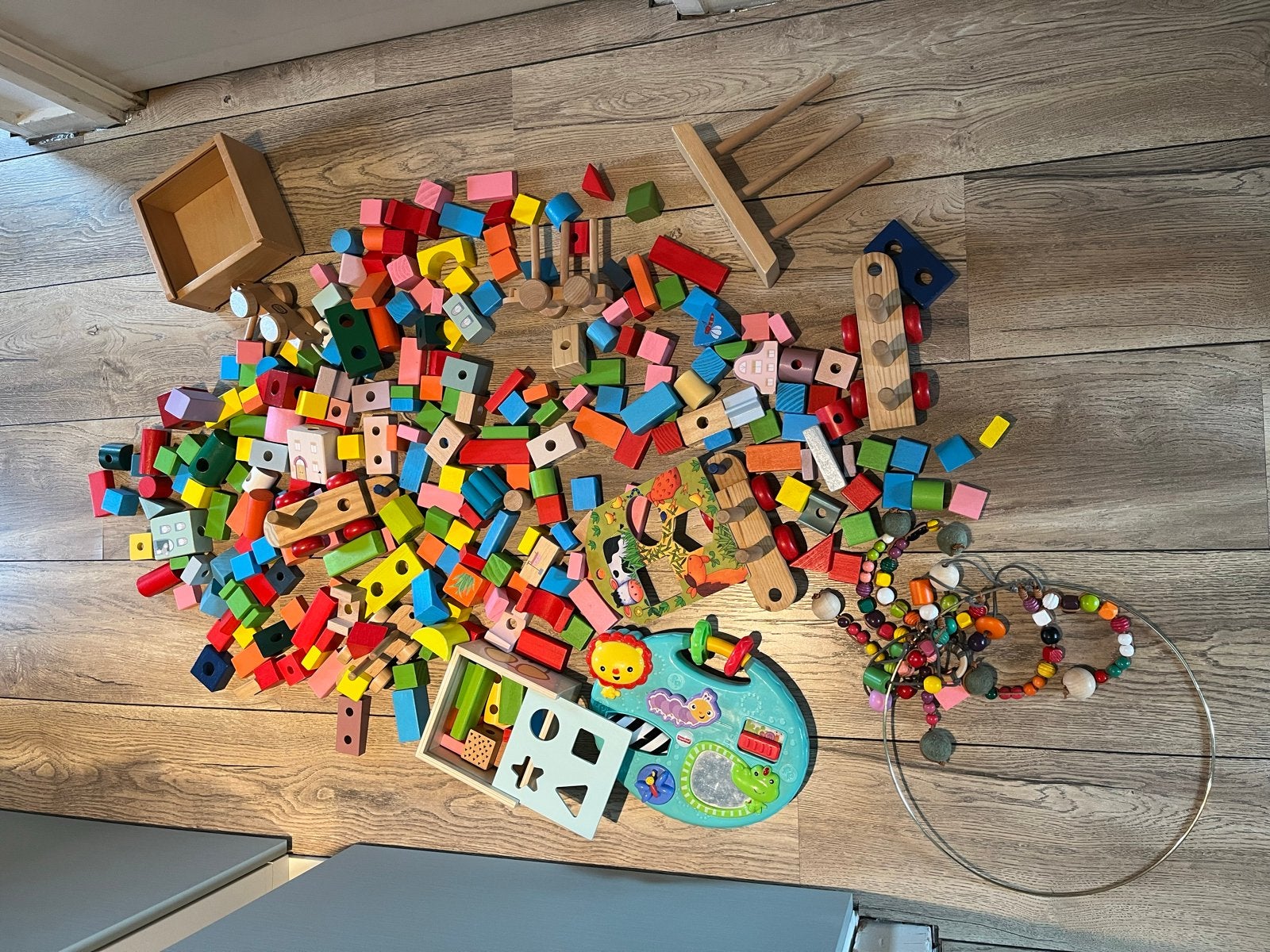 Houten blokken en trein, deels Little Dutch, Kinderen en Baby's, Ophalen of Verzenden, Gebruikt, Overige merken