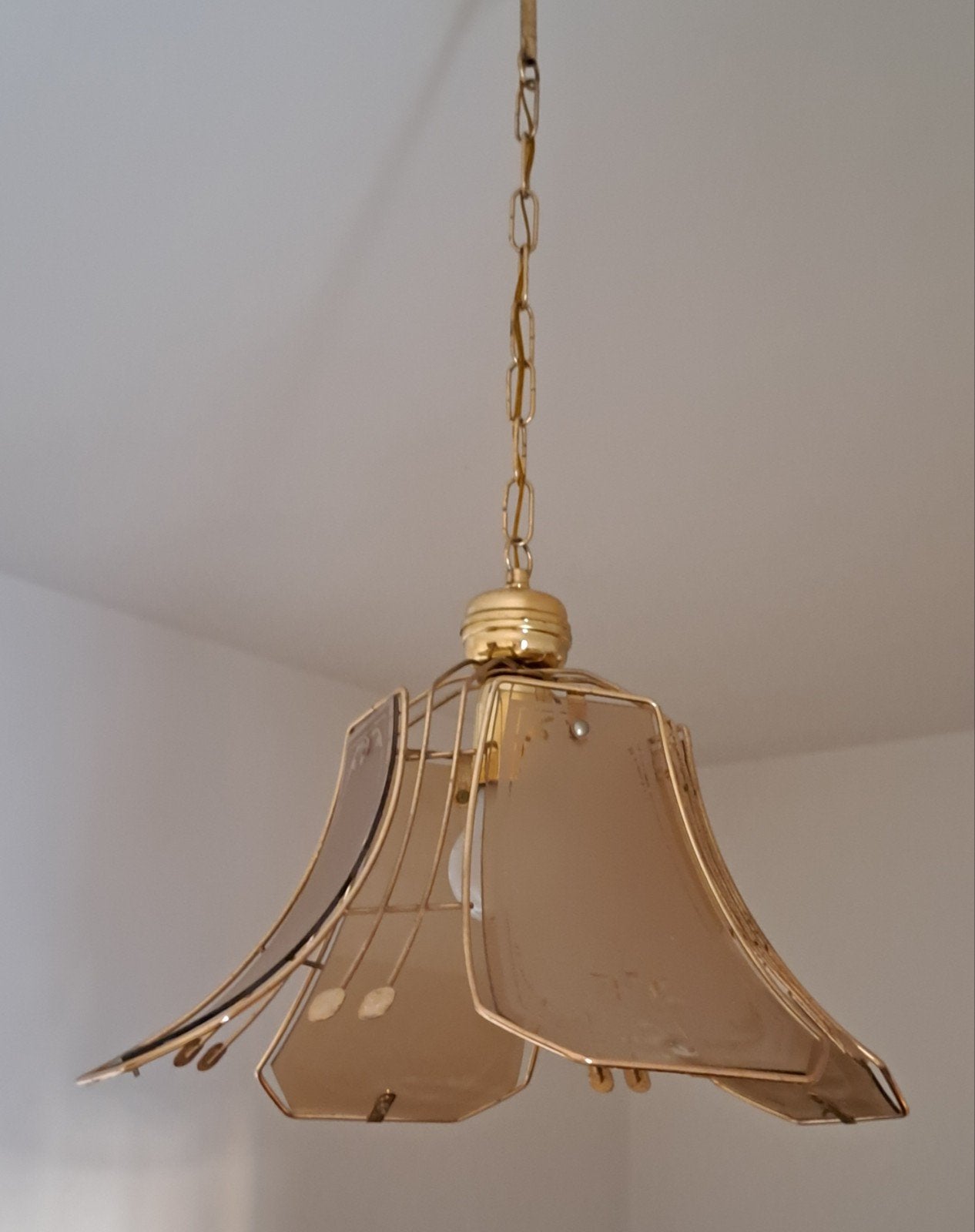 Originele italiaanse hanglamp, Huis en Inrichting, Lampen | Hanglampen, Ophalen of Verzenden, Gebruikt, Glas, E27 (groot)