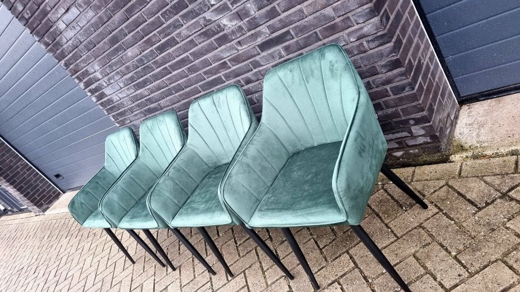 4 Nieuwe Velvet Eetkamerstoelen - 200 Setprijs, Huis en Inrichting, Stoelen, Ophalen, Overige kleuren, Nieuw, Stof