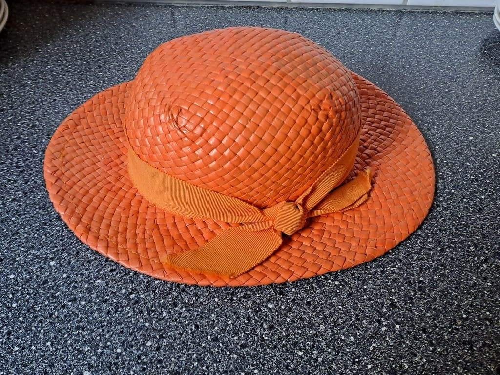 Oranje Strooien Hoed met Lint - Zomerse Elegantie, Onbekend, Zo goed als nieuw, Onbekend, La Mouche