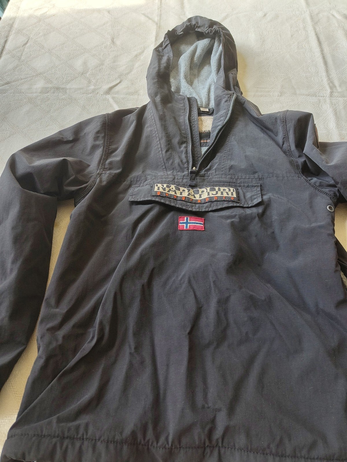 Napapijri Anorak Jas Donkerblauw - Maat 14 (162), Jongen of Meisje, Ophalen of Verzenden, Zo goed als nieuw, Napaijri