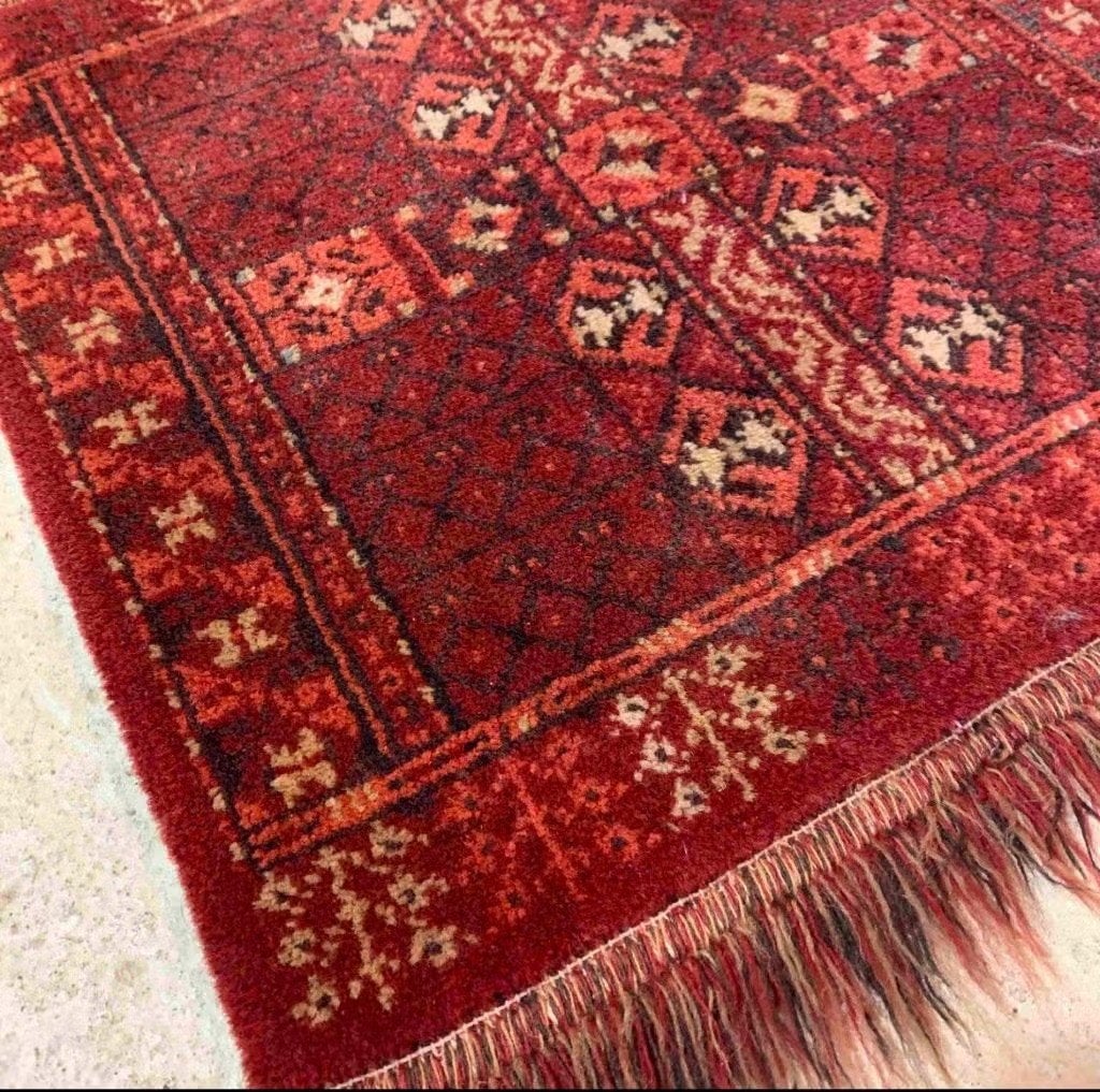 Vintage vierkant tapijt roestbruin tinten 48/48, Vierkant, Ophalen of Verzenden, Zo goed als nieuw, Mon Plaisir 19, Etten-Leur, Netherlands
