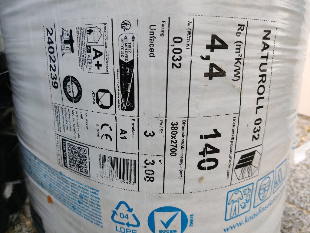 Knauf Naturoll 032, Ophalen, Dakisolatie, 12 cm of meer, Nieuw