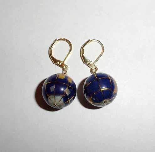 Oorbellen oorhangers 925 Verguld Globe Wereldbol, Hangers, Nieuw, Ophalen of Verzenden, Met edelsteen