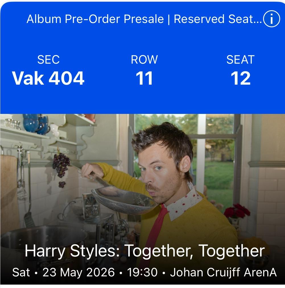 vier zitplaats-tickets voor Harry Styles, Drie personen of meer, Mei