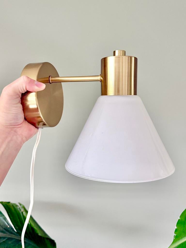 Vintage Ikea Flugbo wandlampje muurlampje melkglas, Ophalen of Verzenden, Gebruikt, Glas