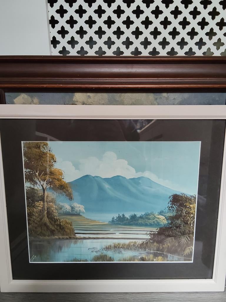 Schilderij met berglandschap en water, Ophalen of Verzenden