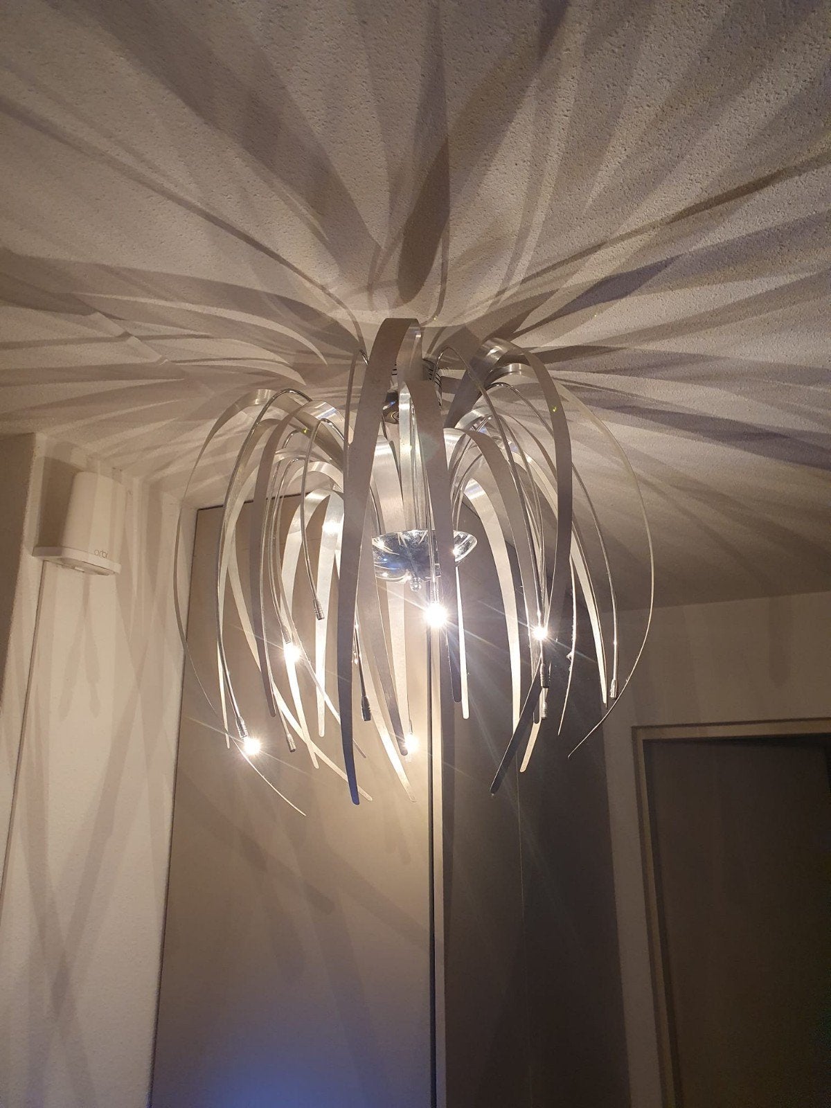 Sompex leave chrome design lamp plafondlamp, Ophalen, Zilver, Design, Plafondlamp