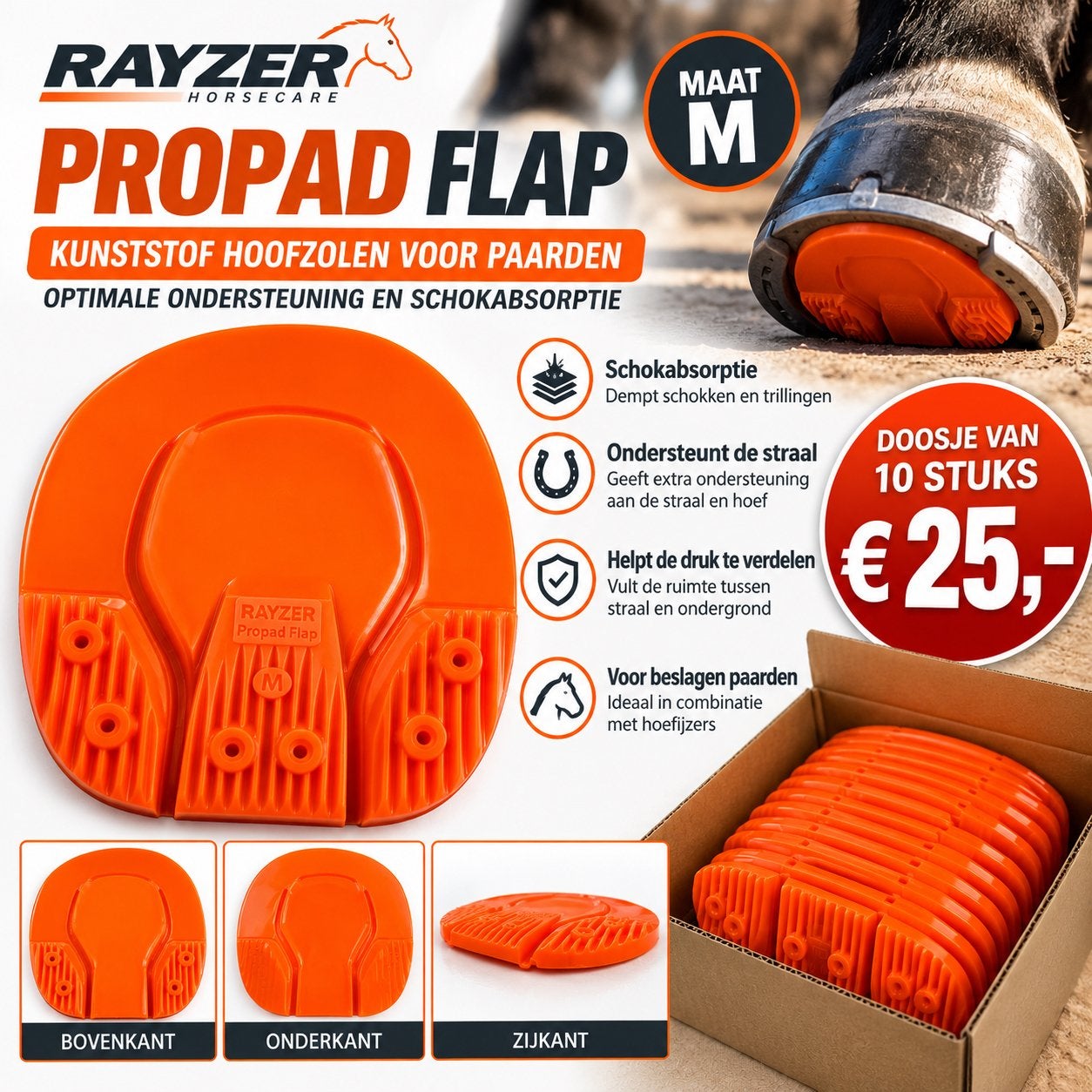 RAYZER ProPad Flap kunststof hoefzolen voor paarden., Ophalen of Verzenden