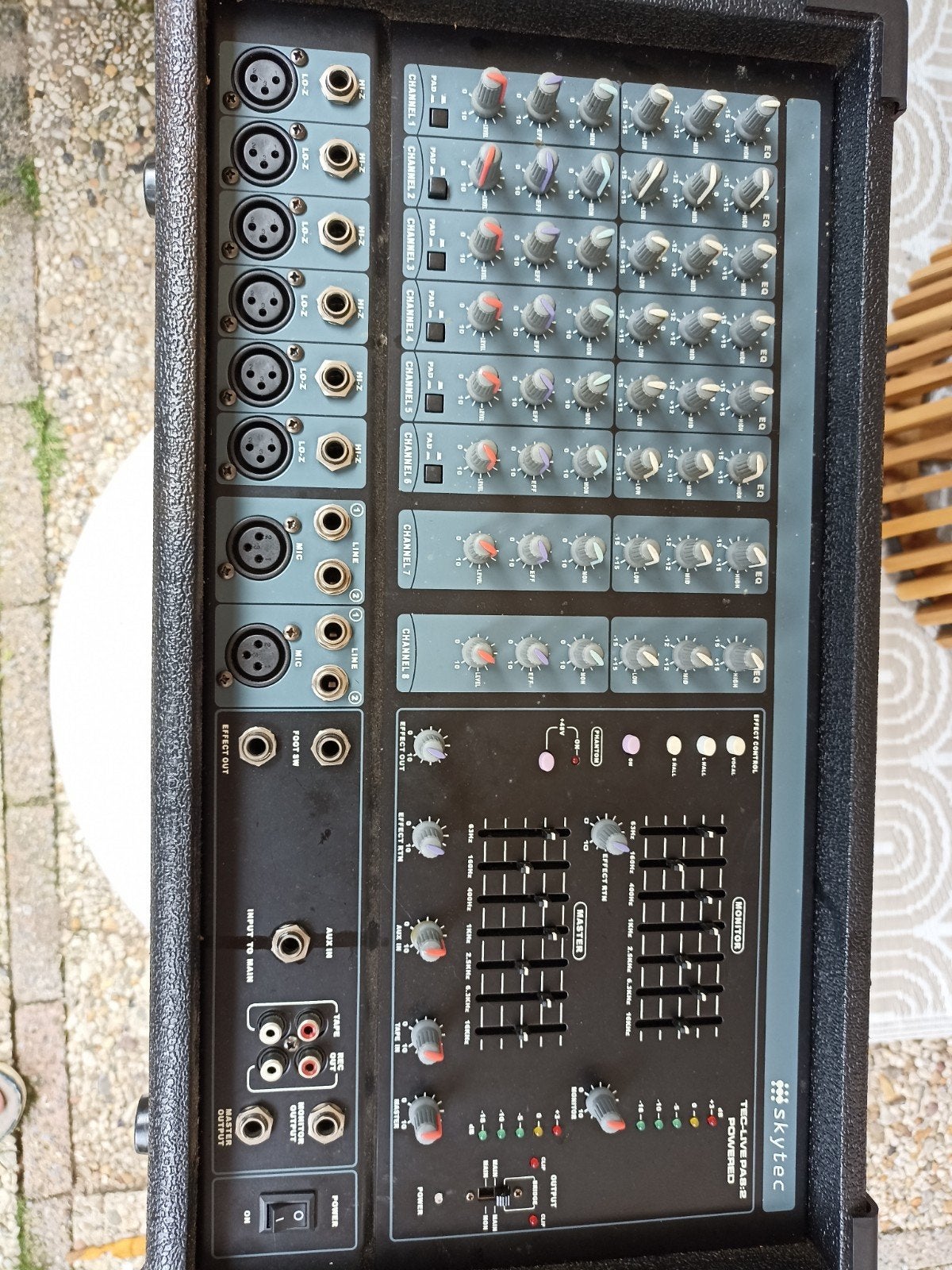 Skytec TEC172.589 Powermixer - 8 kanalen, Muziek en Instrumenten, Mengpanelen, Ophalen of Verzenden, Gebruikt, 5 tot 10 kanalen