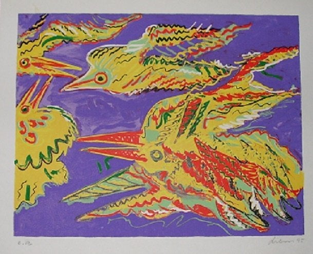 Peter Diem - "Bird Symphony", Gesigneerd, Ophalen of Verzenden, Zeefdruk