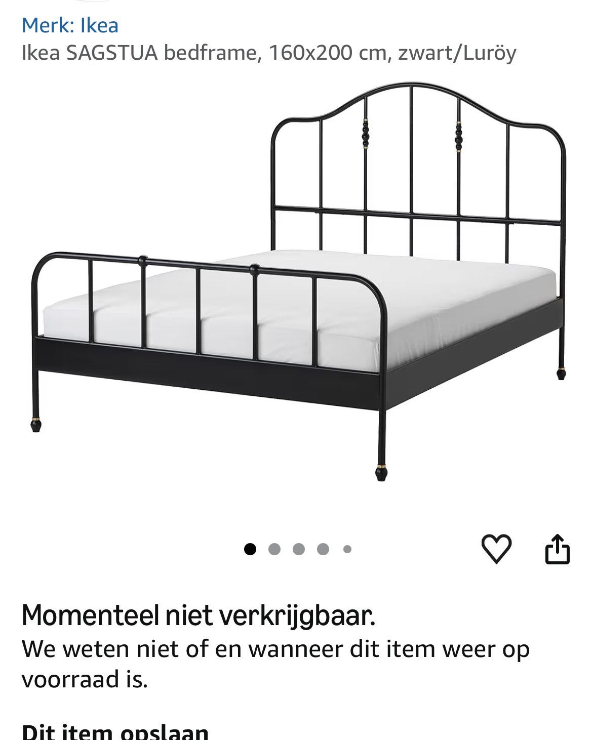 Ikea Sagstua bedframe, Huis en Inrichting, Slaapkamer | Bedden, Ophalen, Gebruikt, Zwart, Tweepersoons