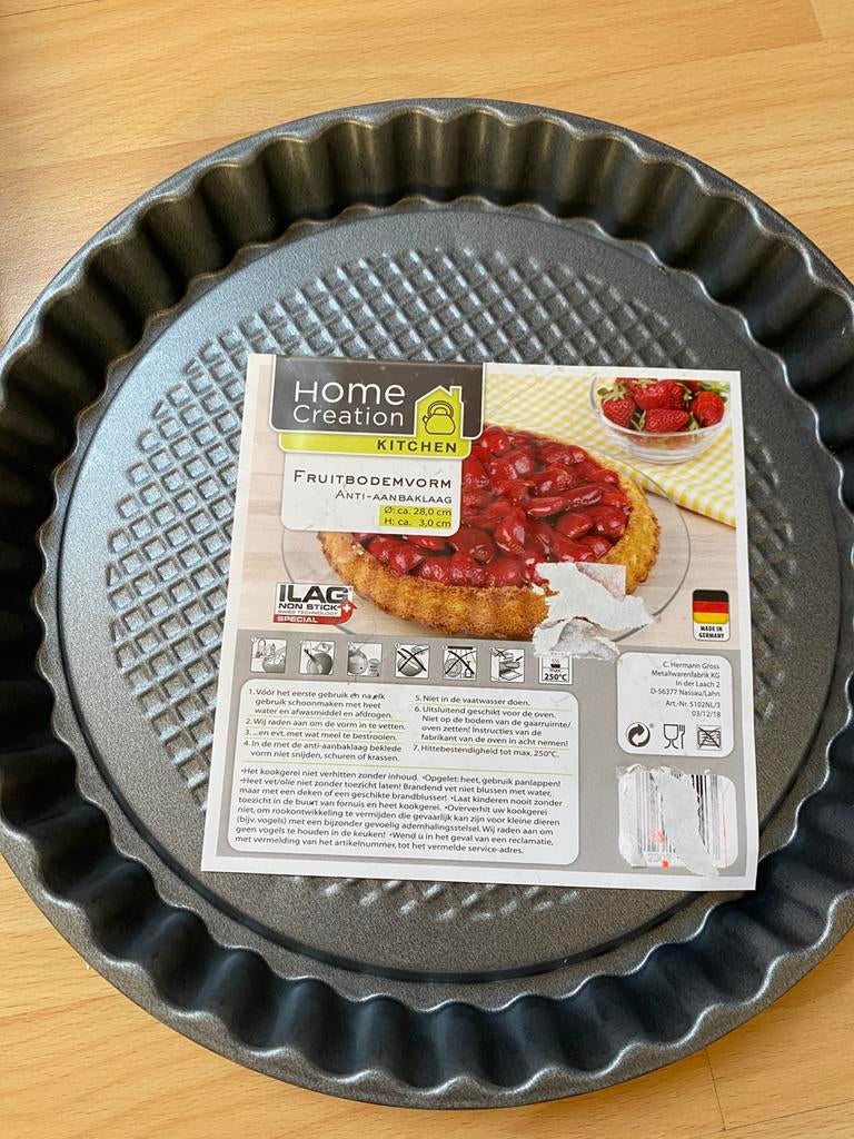 Nieuw taartbodemvorm fruitbodemvorm bakvorm bakblik taart, Ophalen of Verzenden, Nieuw, Taarten, Bakvorm