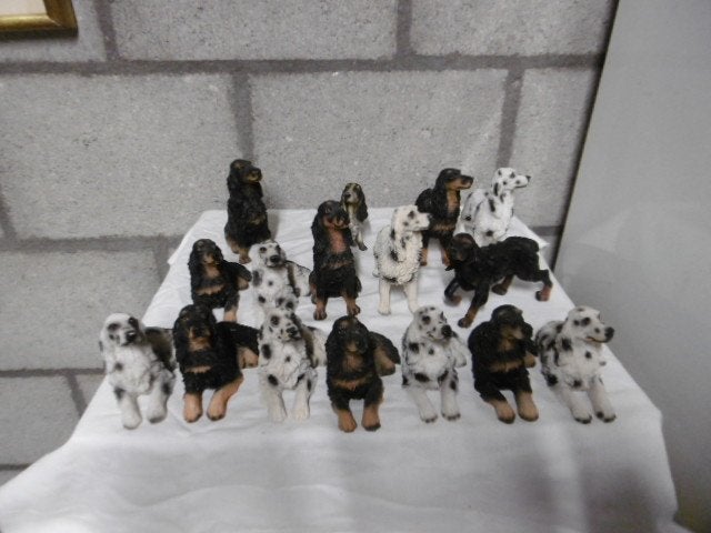 Engelse setter, Gordon setter, Ierse setter.  15 beeldjes., Ophalen of Verzenden, Composieten