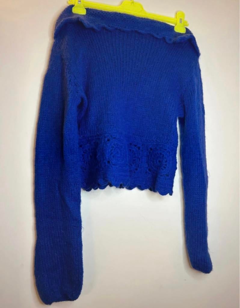 Handgemaakte dames trui | maat 38 | blauw paars | als nieuw, Ophalen of Verzenden, Zo goed als nieuw, Maat 38/40 (M), Blauw