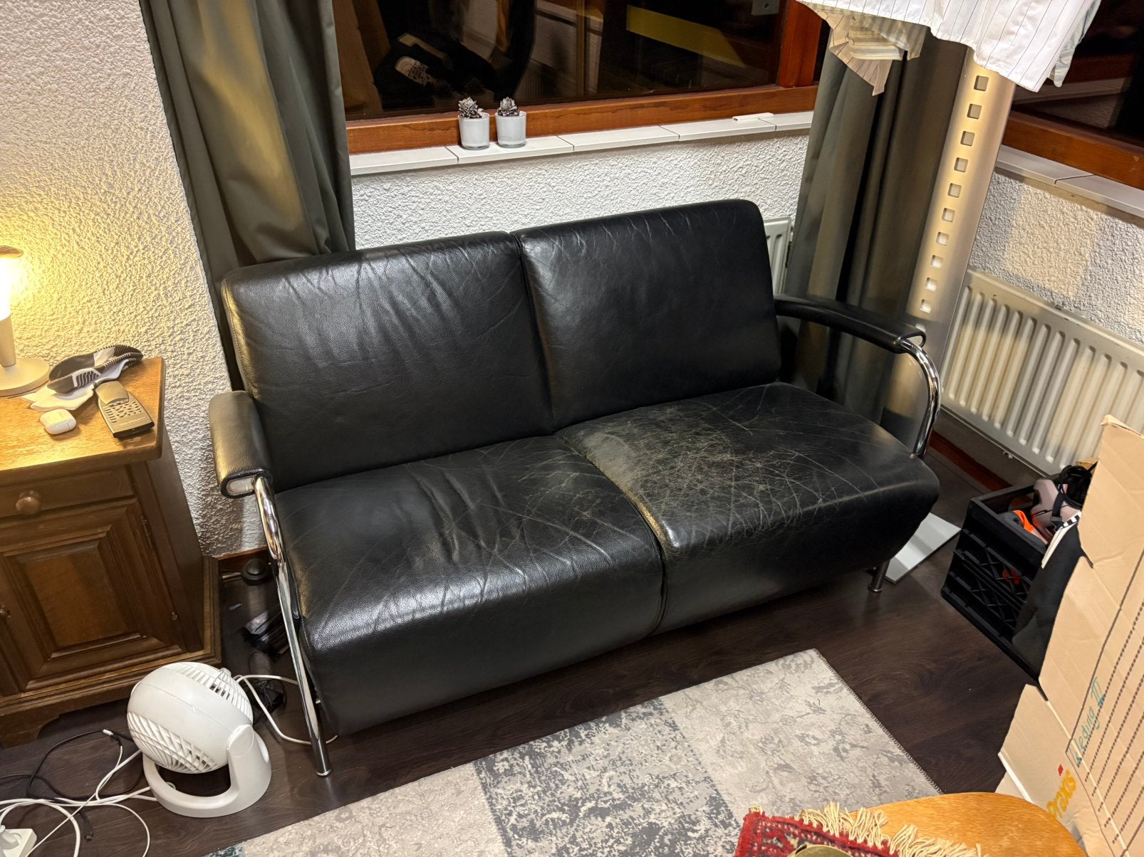 Leolux Design leren 2 zits bank, Ophalen, 150 tot 200 cm, Tweepersoons, Zo goed als nieuw