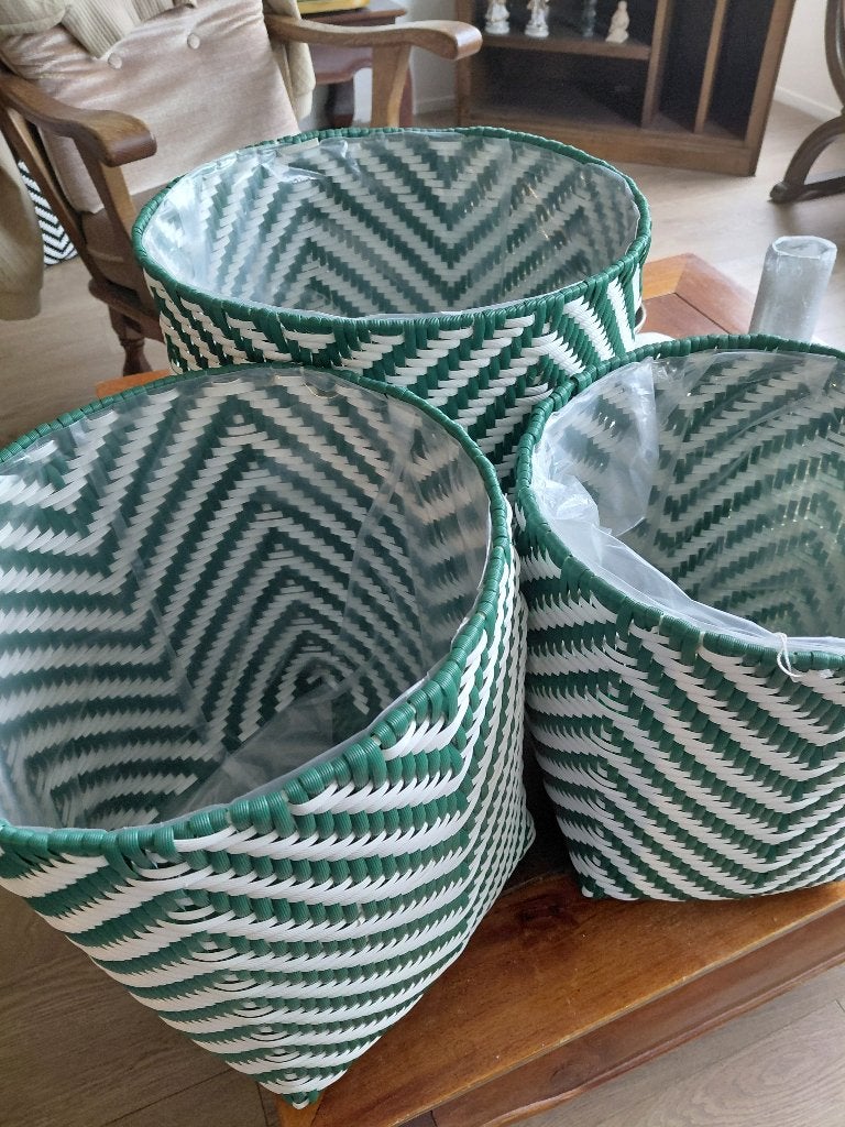 Set van 3 mica merlijn plantenmanden, Kunststof, Binnen, Minder dan 60 cm, Rond