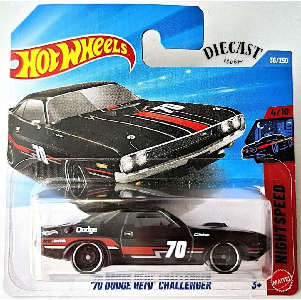 Hot Wheels '70 Dodge Hemi Challenger, black, Ophalen, Nieuw, Auto