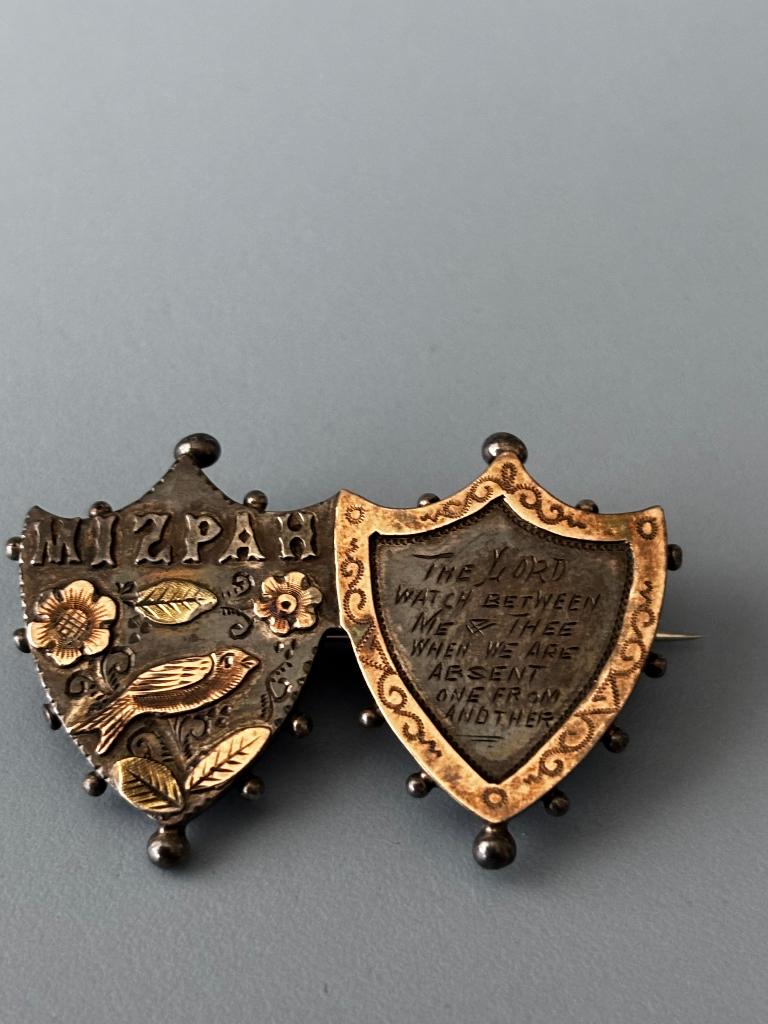 Antieke zilveren Mizpah broche 1898 Payton Pepper&Sons ltd., Antiek en Kunst, Ophalen of Verzenden