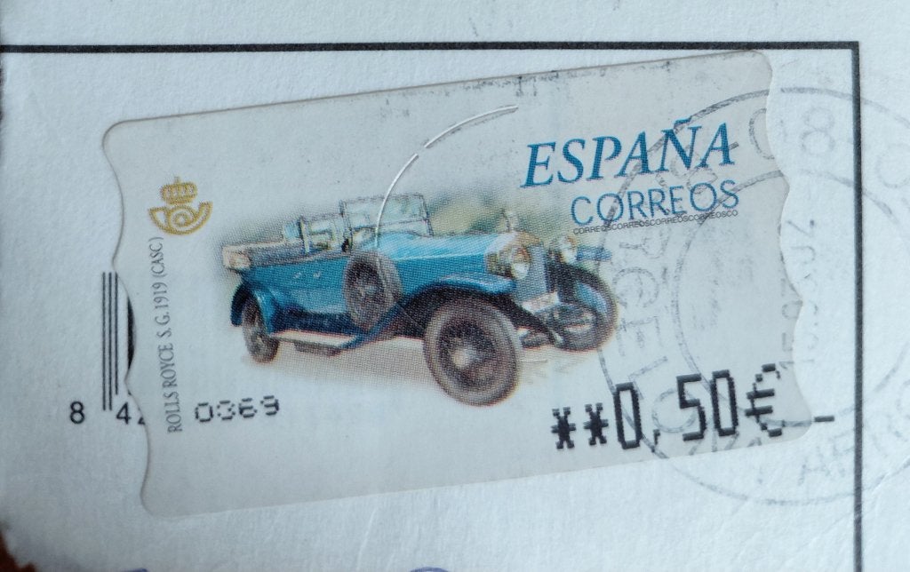 Spanje automaatstrook oude auto Rolls-Royce Silver ghost, Verzenden, Gestempeld
