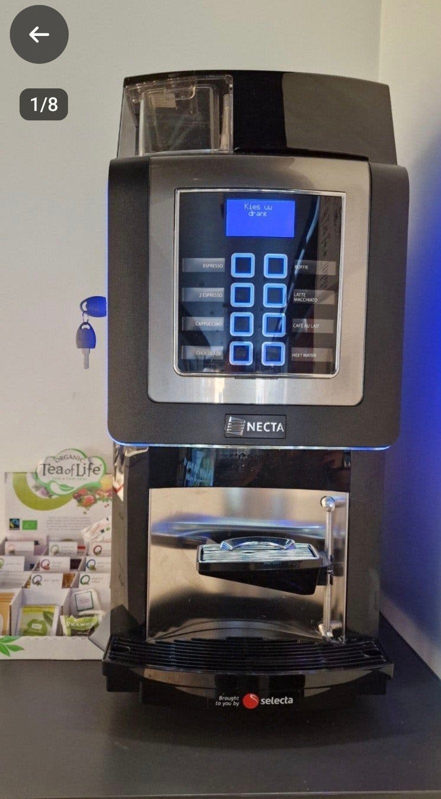 Professionele NECTA koffiebonenmachine van Selecta,, 10 kopjes of meer, Ophalen, Koffiemachine