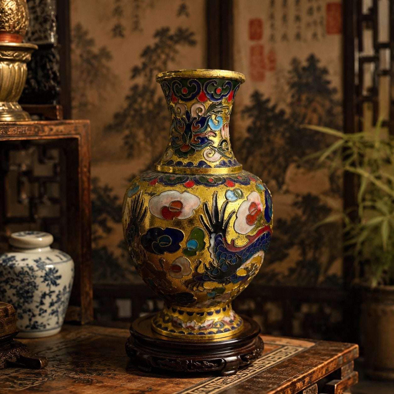 Prachtige Chinese Cloisonné Vaas – 20 cm puur vakmanschap, Ophalen of Verzenden