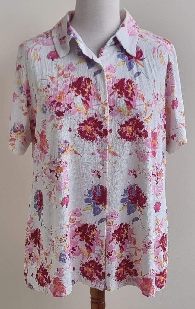 City Life witte stretchy blouse met print mt. XXL, City Life, Wit, Maat 46/48 (XL) of groter, Ophalen of Verzenden