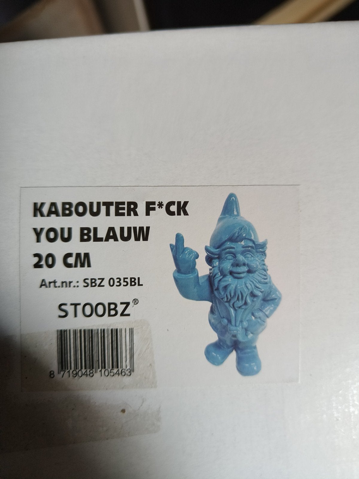 Kabouter F*ck You Blauw 20 CM - Nieuw in doos, Huis en Inrichting, Ophalen, Nieuw, Blauw