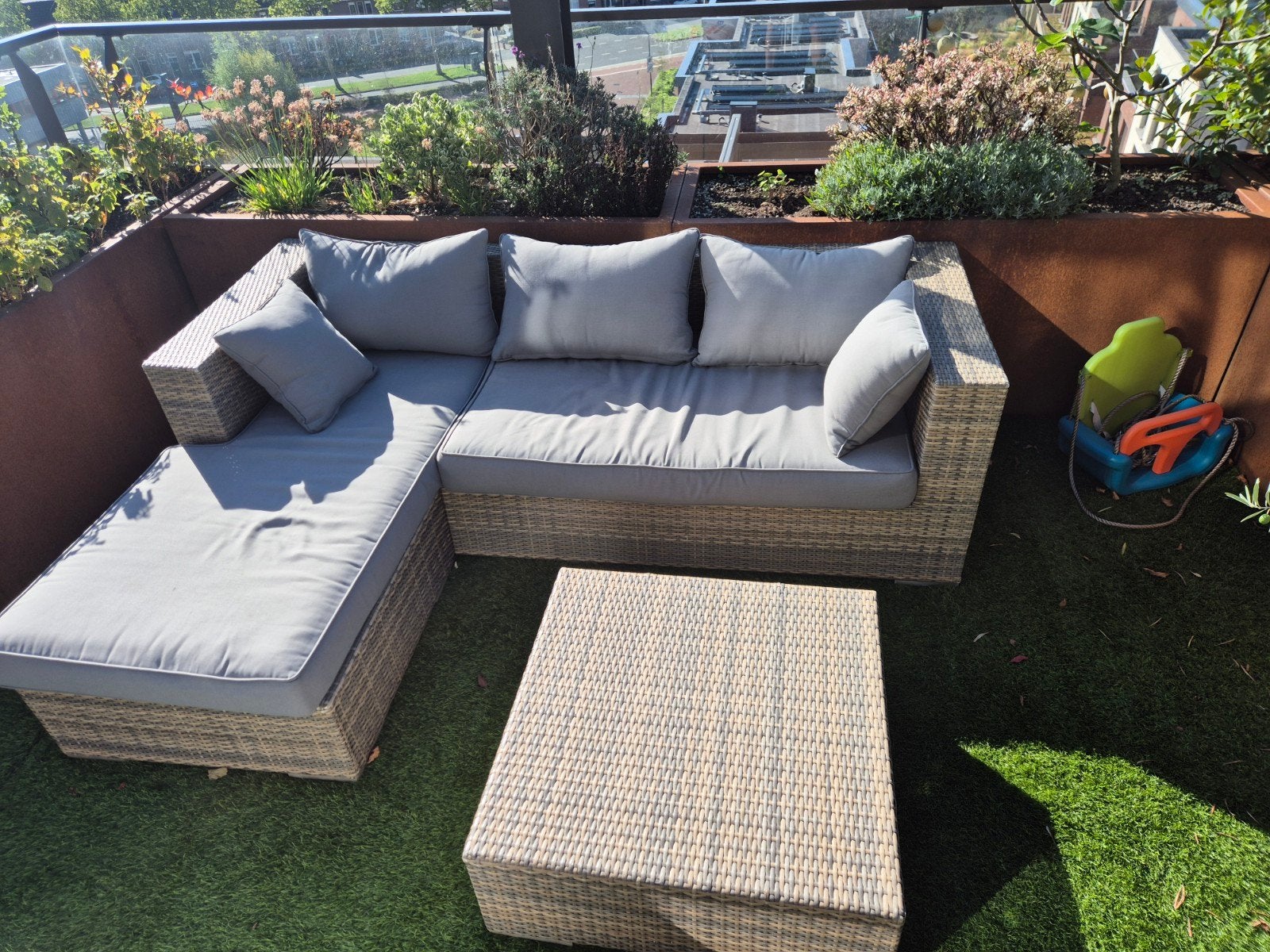 Loungeset met tafeltje, Tuin en Terras, Ophalen, Gebruikt, 3 zitplaatsen, Bank