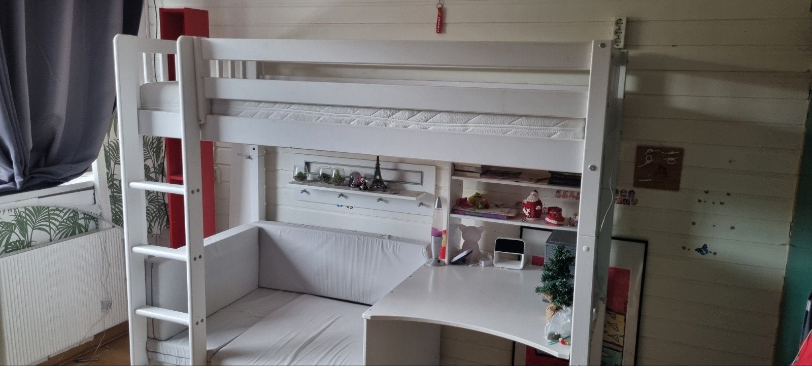 Vente-unique Hoogslaper hout wit 90 x 200 cm, Ophalen, Eenpersoons, Zo goed als nieuw, 200 cm