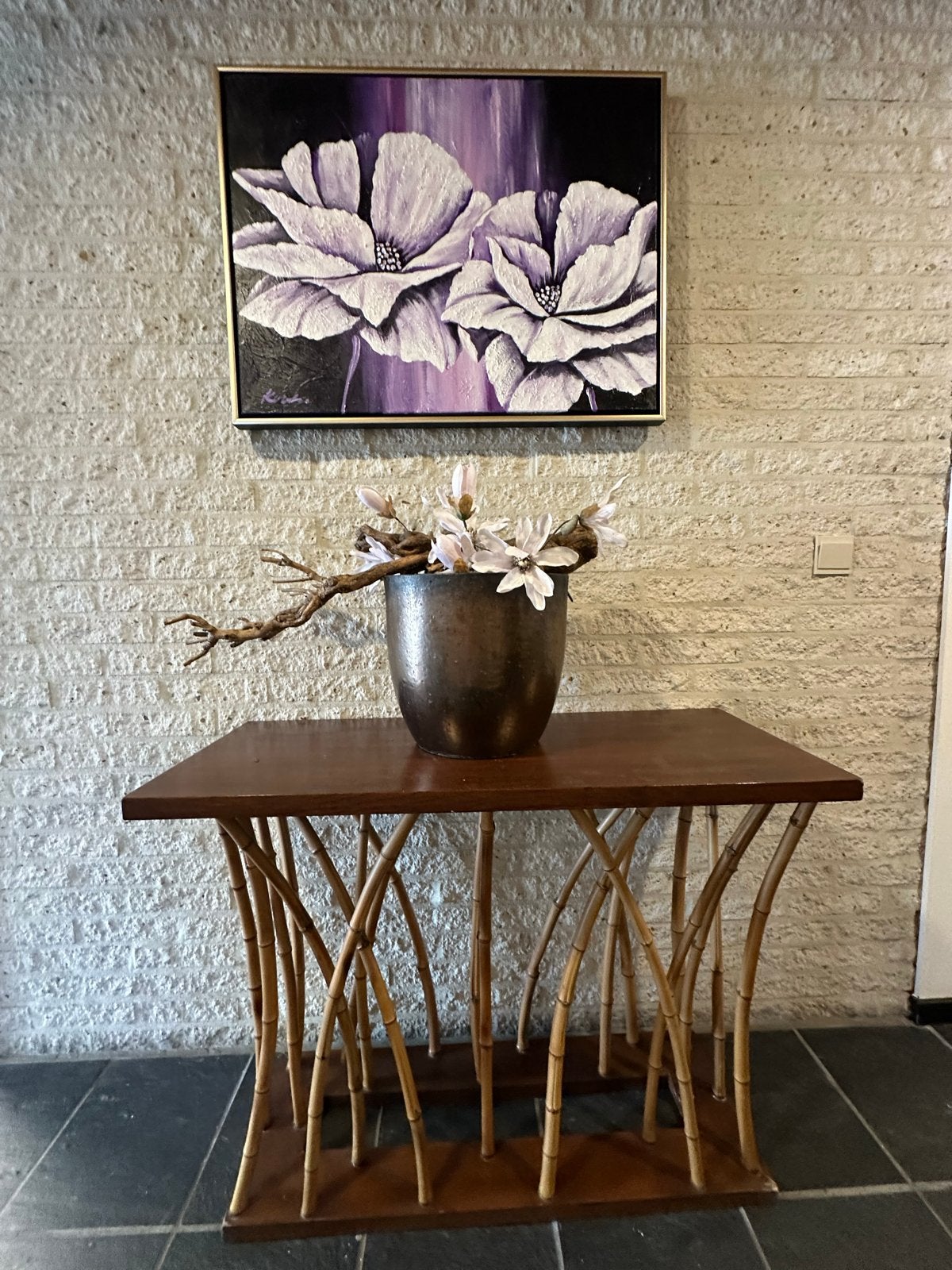 Unieke Bamboe Sidetable - Prachtig en Stijlvol, Ophalen, Gebruikt, 50 tot 100 cm, Overige houtsoorten