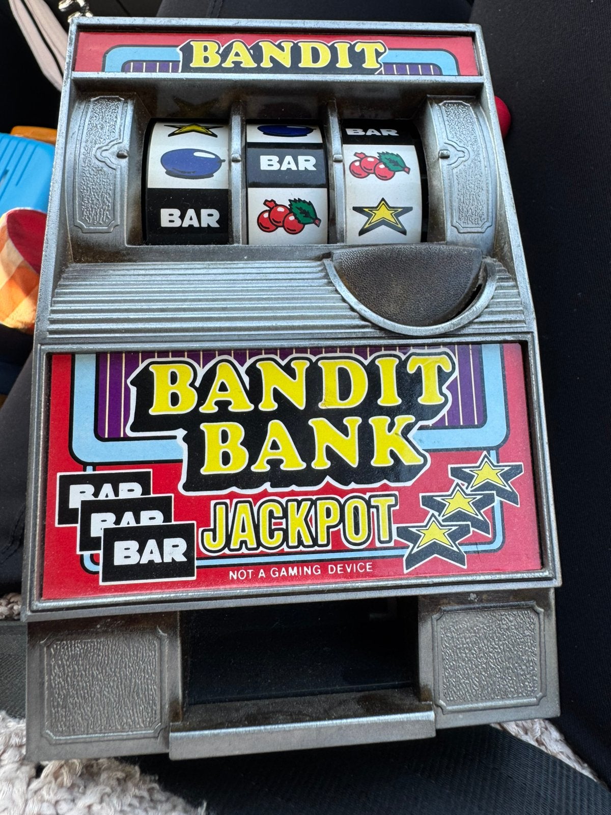 Vintage Metalen Bandit Bank Gokkast Spaarpot – Jaren 70/80, Ophalen of Verzenden, Gebruikt