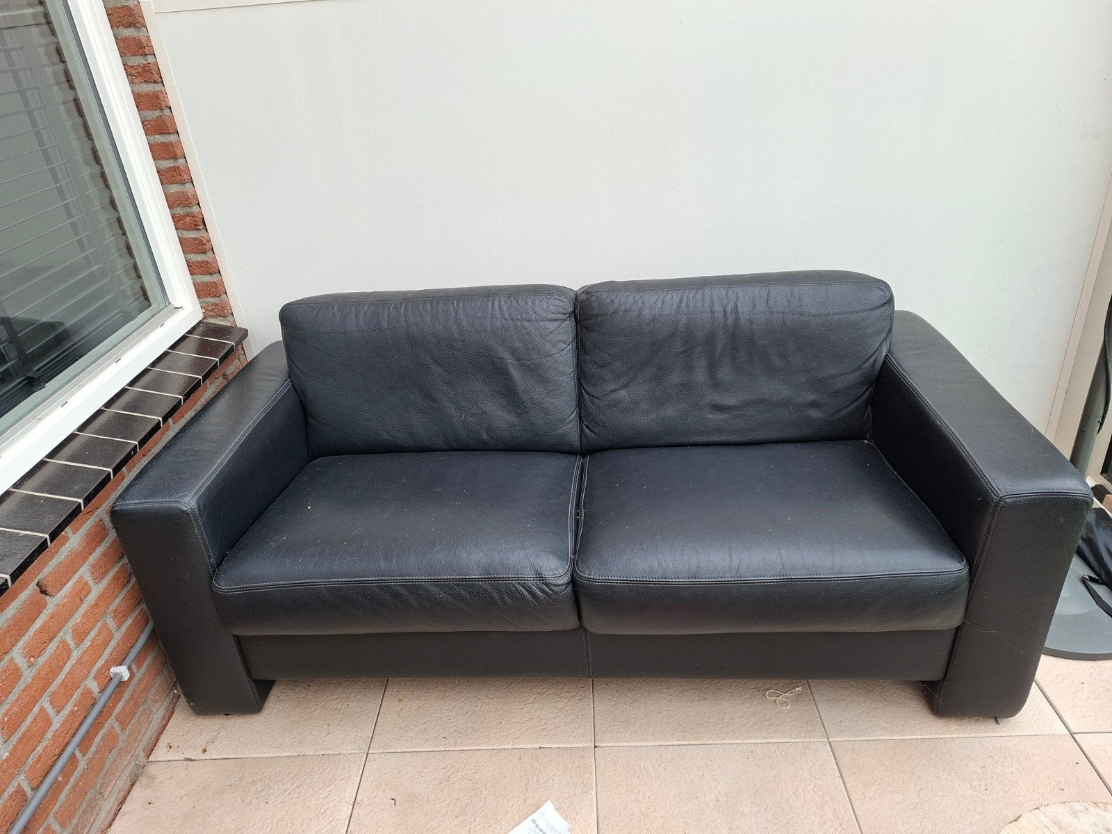 leren bankstel 185cm breed., Ophalen, 150 tot 200 cm, Zo goed als nieuw, Leer