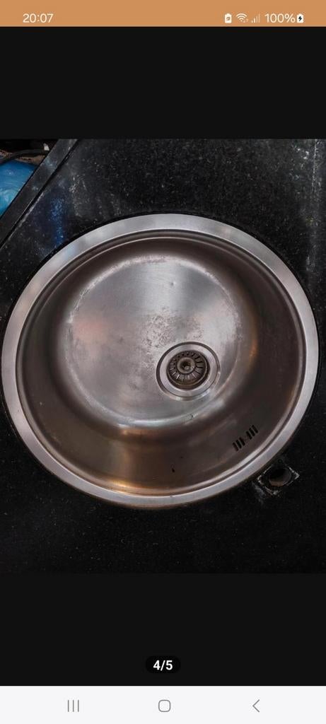 Granieten hoek aanrechtblad met spoelbak, Huis en Inrichting, Keuken | Complete keukens, Gebruikt, Hoekkeuken, Zwart, Graniet of Steen