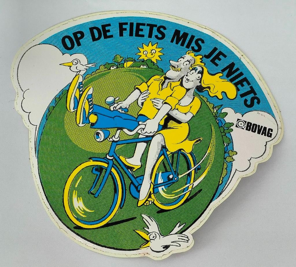 Sticker op de fiets mis je niets (Bovag), Ophalen of Verzenden, Zo goed als nieuw, Bedrijf of Vereniging